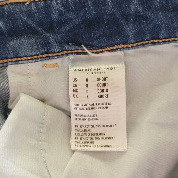 AE 0 Super Hi Rise Jegging Skinny American Eagle Medium Wash Stretch Jeans Short - Picture 13 of 13
